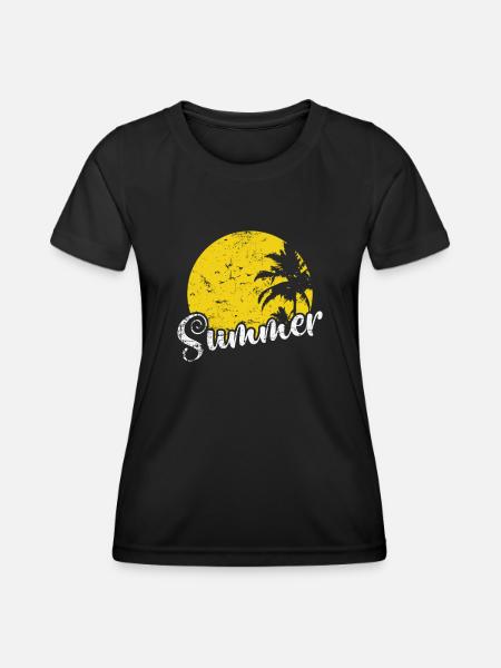 Summer Palmen Baum Urlaub Strand - Frauen Funktions-T-Shirt - Schwarz