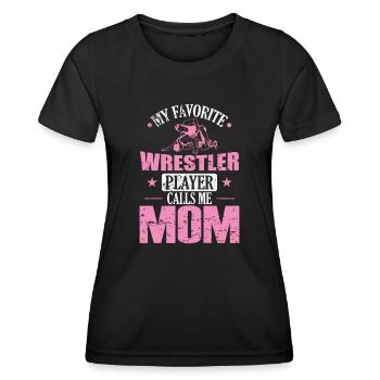 Mon catcheur préféré m’appelle maman - T-shirt sport Femme - noir - Devant - AI Model Female 172 light (172cm)