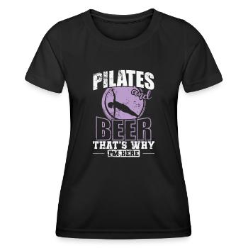 Pilates and Beer that's why I'm here Powerhouse - Women's Functional T-Shirt - black - Front - AI Model Female 172 light (172cm)