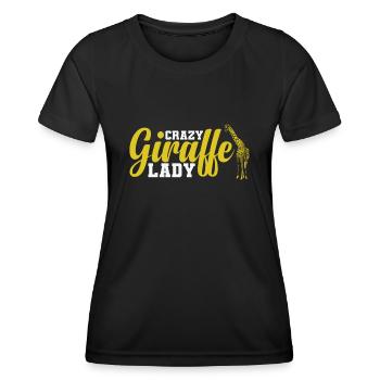 Crazy Giraffe Lady exotisches Tier - Frauen Funktions-T-Shirt - Schwarz - Vorne - AI Model Female 172 light (172cm)