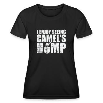 I enjoy seeing Camel's Hump Dromedar - Frauen Funktions-T-Shirt - Schwarz - Vorne - AI Model Female 172 light (172cm)