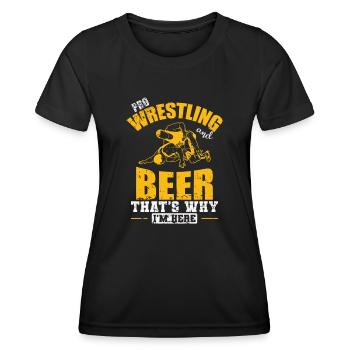 Pro Wrestling and Beer that's why I'm here - Frauen Funktions-T-Shirt - Schwarz - Vorne - AI Model Female 172 light (172cm)
