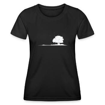 Baum auf dem Feld Natur Blätter - Frauen Funktions-T-Shirt - Schwarz - Vorne - AI Model Female 172 light (172cm)
