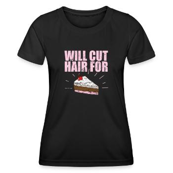Will cut Hair for Cake Friseur Beruf Haare - Frauen Funktions-T-Shirt - Schwarz - Vorne - AI Model Female 172 light (172cm)