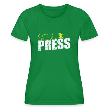 Tail Press Snowboard - Women's Functional T-Shirt - kelly green - Front - AI Model Female 172 dark (172cm)