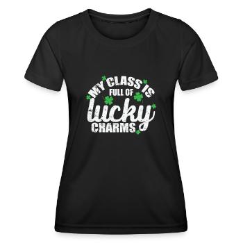 My Class is Full of Lucky Charms St. Patrick's Day - Women's Functional T-Shirt - black - Front - AI Model Female 172 light (172cm)
