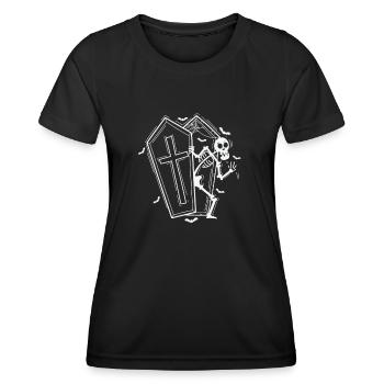 Squelette et cercueil horreur mélancolie - T-shirt sport Femme - noir - Devant - AI Model Female 172 light (172cm)
