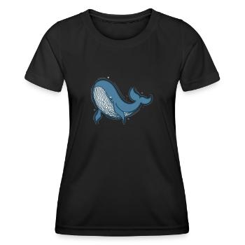 Rorqual bleu dans l’eau de mer - T-shirt sport Femme - noir - Devant - AI Model Female 172 light (172cm)