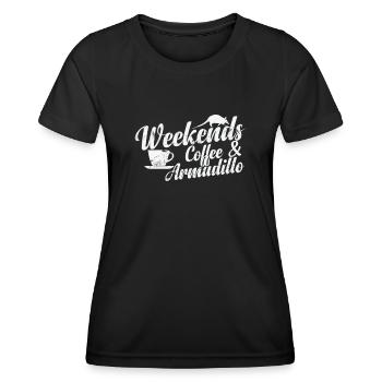 Week-ends Café et Armadillo Mammifère - T-shirt sport Femme - noir - Devant - AI Model Female 172 light (172cm)