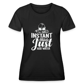 Instant Athlete Lust add Water Schwimmen Sport - Frauen Funktions-T-Shirt - Schwarz - Vorne - AI Model Female 172 light (172cm)