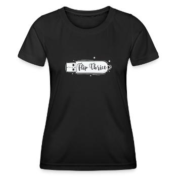 Flip Thrice USB Stick Retrospeichermodul - Frauen Funktions-T-Shirt - Schwarz - Vorne - AI Model Female 172 light (172cm)