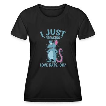 I Just Freaking Love Rats, ok? Nagetier - Frauen Funktions-T-Shirt - Schwarz - Vorne - AI Model Female 172 light (172cm)