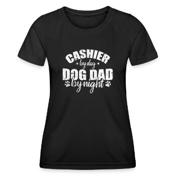 Cashier by Day Dog Dad be Night Verkäufer - Frauen Funktions-T-Shirt - Schwarz - Vorne - AI Model Female 172 light (172cm)
