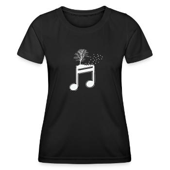 Musiknoten mit Baum und Vögel Musik - Frauen Funktions-T-Shirt - Schwarz - Vorne - AI Model Female 172 light (172cm)