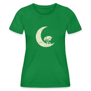 Lune avec arbre et cratère de ciel nocturne de maison - T-shirt sport Femme - vert - Devant - AI Model Female 172 dark (172cm)