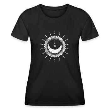 Lune avec des formes Globe de ciel nocturne - T-shirt sport Femme - noir - Devant - AI Model Female 172 light (172cm)