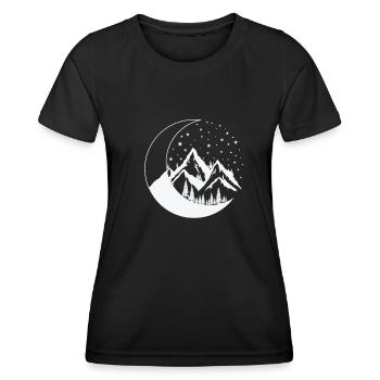 Montagnes et lune Ciel nocturne Orbe - T-shirt sport Femme - noir - Devant - AI Model Female 172 light (172cm)