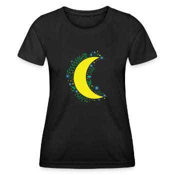 Mond Blumen unendlicher Nachthimmel - Frauen Funktions-T-Shirt - Schwarz - Vorne - AI Model Female 172 light (172cm)