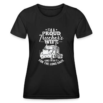 I'm a proud Trucker's Wife Staße Profession - Women's Functional T-Shirt - black - Front - AI Model Female 172 light (172cm)