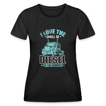 J’adore l’odeur du conducteur de camion diesel - T-shirt sport Femme - noir - Devant - AI Model Female 172 light (172cm)