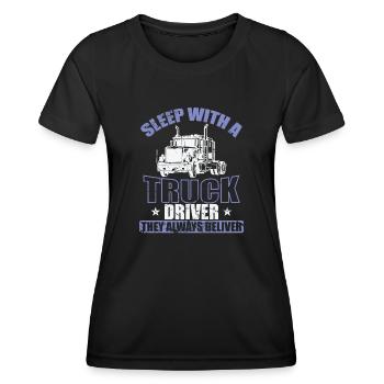 Coucher avec un chauffeur routier Profession - T-shirt sport Femme - noir - Devant - AI Model Female 172 light (172cm)