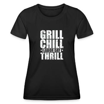 Grill Chill Frisson de la fête du Travail - T-shirt sport Femme - noir - Devant - AI Model Female 172 light (172cm)