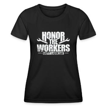 Honorez les travailleurs et travailleuses, bonne fête du Travail - T-shirt sport Femme - noir - Devant - AI Model Female 172 light (172cm)