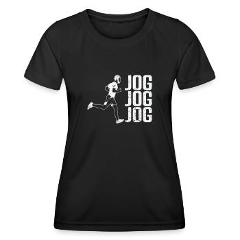 Jogging Joggen - Frauen Funktions-T-Shirt - Schwarz - Vorne - AI Model Female 172 light (172cm)