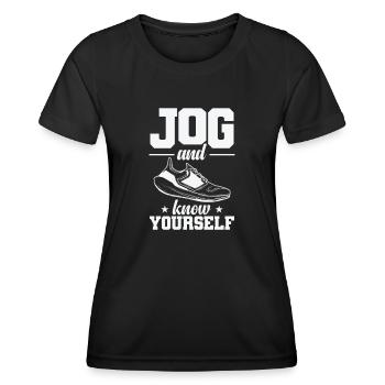 Jogging et jogging pour se connaître soi-même - T-shirt sport Femme - noir - Devant - AI Model Female 172 light (172cm)