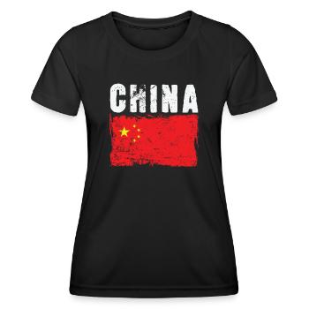 China Flag East Asia - Women's Functional T-Shirt - black - Front - AI Model Female 172 light (172cm)