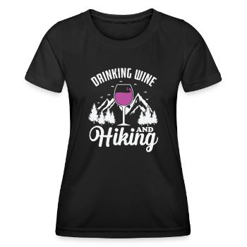 Boire du vin et faire de la randonnée Wandern - T-shirt sport Femme - noir - Devant - AI Model Female 172 light (172cm)