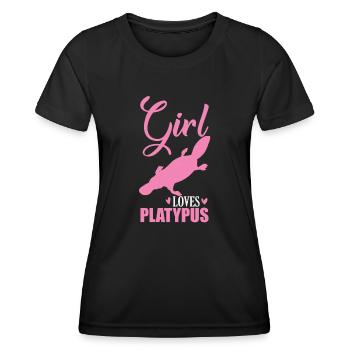 Girl loves Platypus Schnabeltier - Frauen Funktions-T-Shirt - Schwarz - Vorne - AI Model Female 172 light (172cm)
