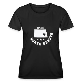 Fondée dans le Dakota du Nord en 1889, États-Unis - T-shirt sport Femme - noir - Devant - AI Model Female 172 light (172cm)