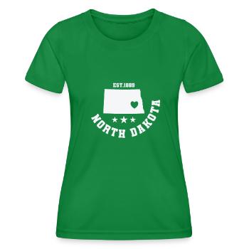 North Dakota Est. 1889 USA - Women's Functional T-Shirt - kelly green - Front - AI Model Female 172 dark (172cm)