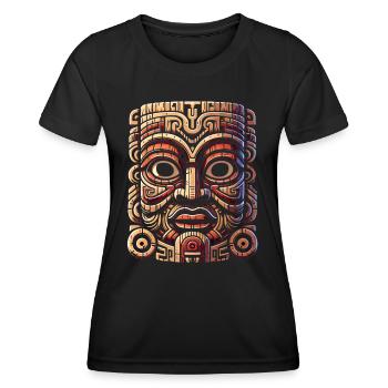Mystische Inka Azteken Maske - Frauen Funktions-T-Shirt - Schwarz - Vorne - AI Model Female 172 light (172cm)