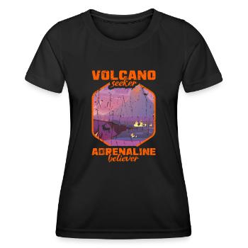 Chercheur de volcan, croyant à l’adrénaline - Volcan - T-shirt sport Femme - noir - Devant - AI Model Female 172 light (172cm)