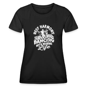 Reef harmony: Dancing with marine life - Reef - Women's Functional T-Shirt - black - Front - AI Model Female 172 light (172cm)