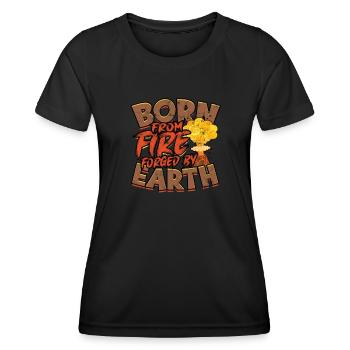Aus Feuer geboren, von der Erde geschmiedet - Volcano - Frauen Funktions-T-Shirt - Schwarz - Vorne - AI Model Female 172 light (172cm)