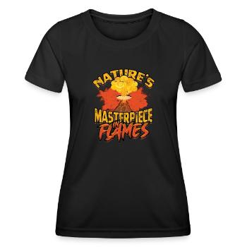 Le chef-d’œuvre de la nature en flammes - Volcano - T-shirt sport Femme - noir - Devant - AI Model Female 172 light (172cm)