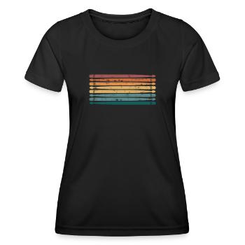 Schlagzeuger Drummer Musik Retro Drumsticks - - T-shirt sport Femme - noir - Devant - AI Model Female 172 light (172cm)