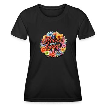 Frieden und Liebe - Harmonie - Frauen Funktions-T-Shirt - Schwarz - Vorne - AI Model Female 172 light (172cm)