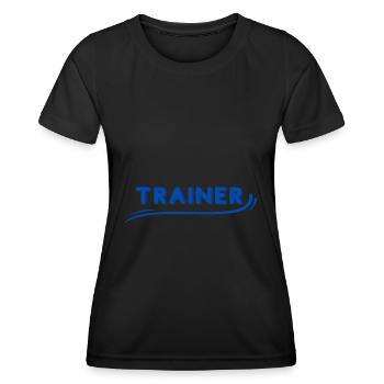 TRAINER football sport gym fitness gift - Women's Functional T-Shirt - black - Front - AI Model Female 172 light (172cm)