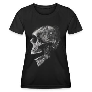 Totenkopf mit Drachen - Frauen Funktions-T-Shirt - Schwarz - Vorne - AI Model Female 172 light (172cm)