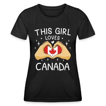 Drapeau du Canada Feuille d’érable Drapeau canadien Canada - T-shirt sport Femme - noir - Devant - AI Model Female 172 light (172cm)
