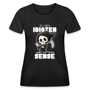 So viele Idioten und nur eine Sense - Frauen Funktions-T-Shirt - Schwarz - Vorne - AI Model Female 172 light (172cm)