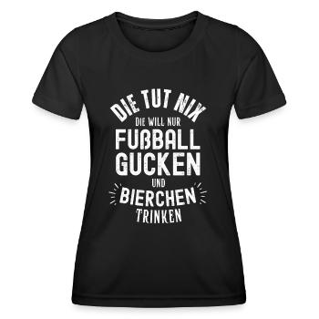 Fußball Fussball Bier lustiger Spruch Deutschland - Frauen Funktions-T-Shirt - Schwarz - Vorne - AI Model Female 172 light (172cm)