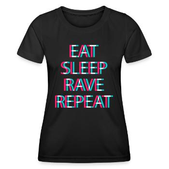 Techno Rave Festival Electro Music Raver - Women's Functional T-Shirt - black - Front - AI Model Female 172 light (172cm)
