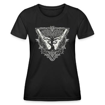 Nordische Mythologie Wikinger Yggdrasil Odin Raben - Frauen Funktions-T-Shirt - Schwarz - Vorne - AI Model Female 172 light (172cm)