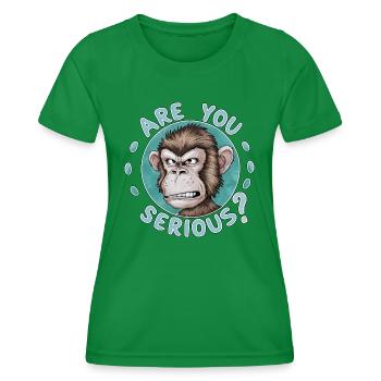 Are You Serious? Grumpy Funny Monkey - Women's Functional T-Shirt - kelly green - Front - AI Model Female 172 dark (172cm)