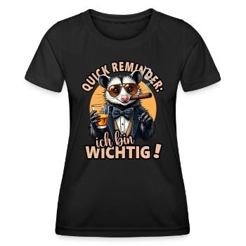 Petit rappel : Ich bin wichtig drôle d’opossum - T-shirt sport Femme - noir - Devant - AI Model Female 172 light (172cm)
